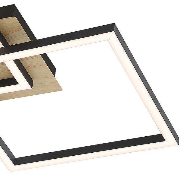 Ledowa lampa sufitowa Ashton 6589 24W 3000K plafon squares czarny drewno