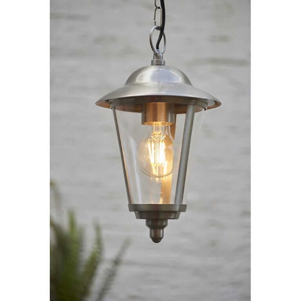 Zewnętrzna lampa wisząca Klien YG-865-SS Endon IP44 srebrna przezroczysta