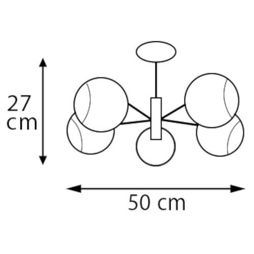 Nowoczesna lampa sufitowa 2209/5 8C nad łóżko kule chrom
