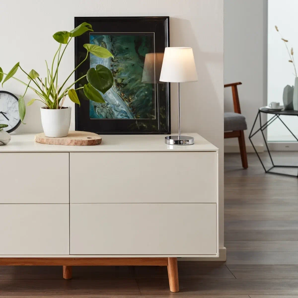 Stołowa lampka nocna Kasha 94874/05 dotykowa chrom biała