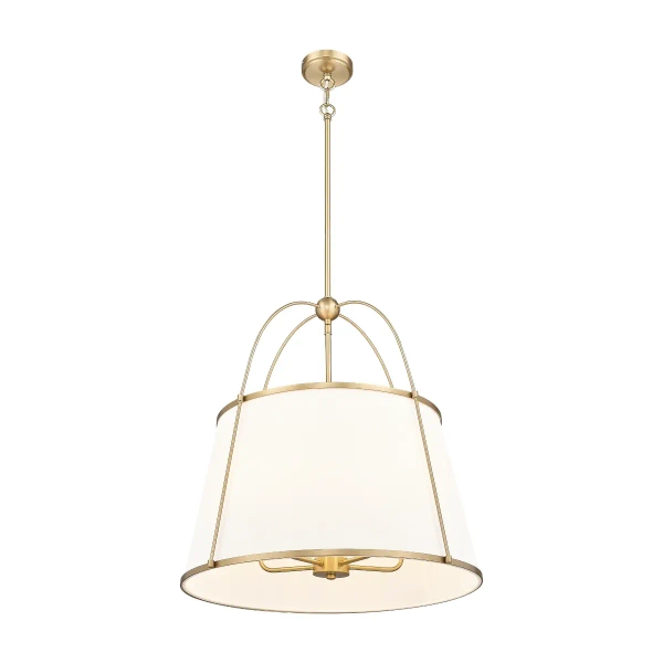 Modernistycza lampa wisząca SAVANNAH biała złota metalowa art deco z abażurem P05545BR-WH