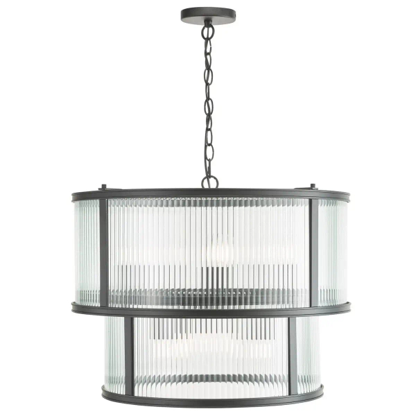 Loftowa wisząca lampa Bianka BIA0622 do salonu żebrowana czarna