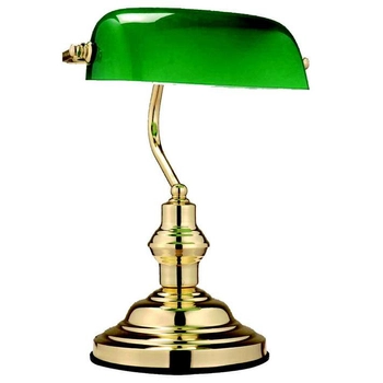 LAMPA stołowa ANTIQUE  2491 Globo metalowa OPRAWA stojąca na biurko dekoracyjna złota matowa zielona