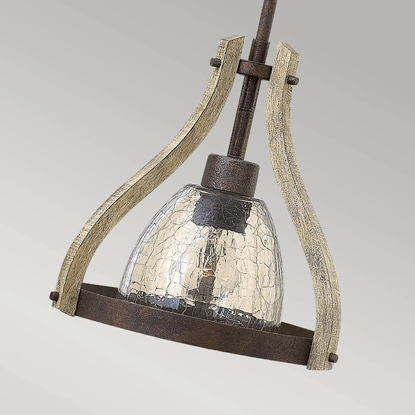 Rustykalna lampa wisząca Middlefield HK-MIDDLEFIELDP1 drewniana rdzawa