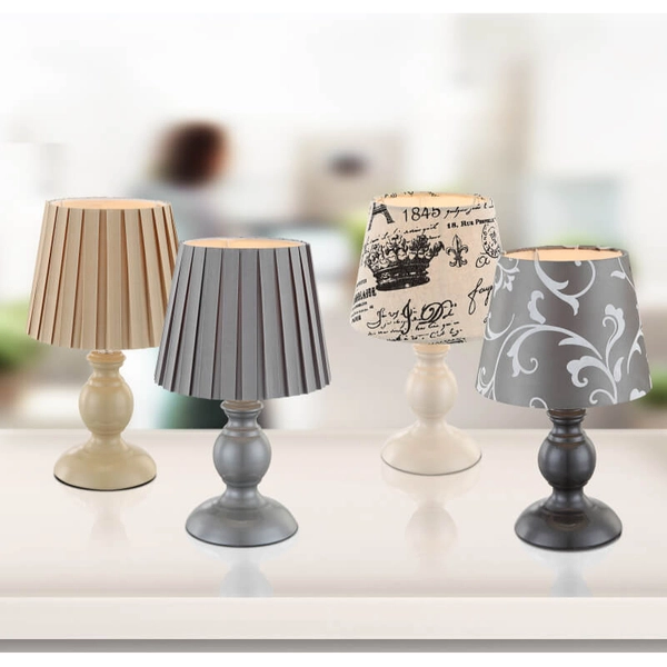Klasyczna LAMPA stołowa METALIC 21690 Globo abażurowa LAMPA nocna beżowa
