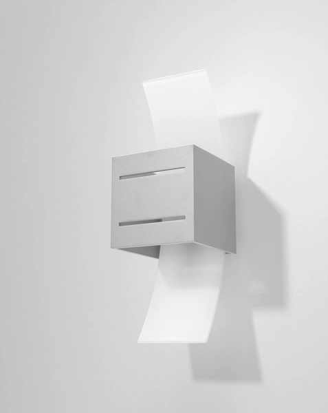 LAMPA ścienna SL.0202 metalowa OPRAWA kostka kinkiet szary