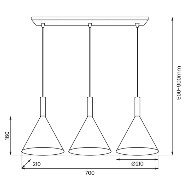 Potrójna wisząca lampa PERU WHITE MLP0980 stożki potrójne białe