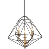 Świecznikowa LAMPA wisząca MARESMO PEN-6369-3-BKBR Italux druciana OPRAWA metalowy zwis klatka geometryczna czarna złota