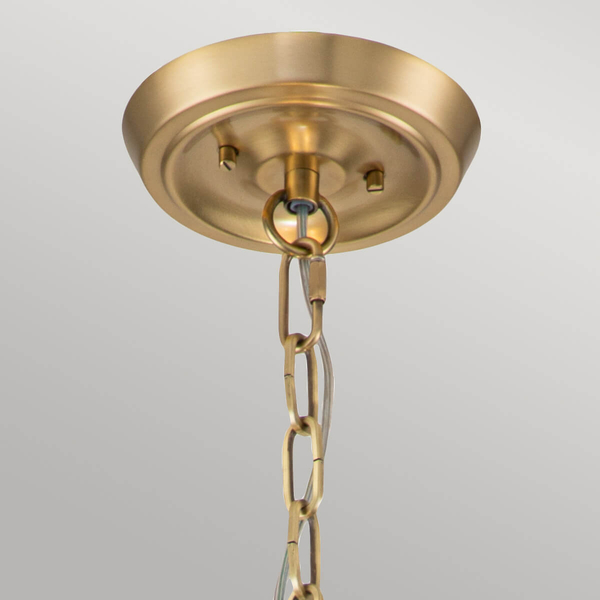 Lampa wisząca łańcuchowa Gotham QZ-GOTHAM-P-BB Quoizel tkaninowy abażur mosiądz