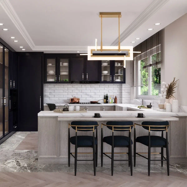 Lampa wisząca prostokątna Inizio QN-INIZIO-LP-S-BG LED 46W 3000K złoty