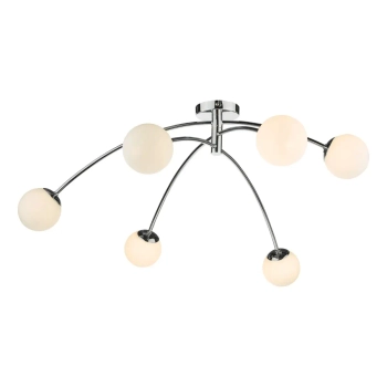 Molekułowa lampa sufitowa PUGLIA chromowana szklana G9 6-punktowa do jadalni PUG6450