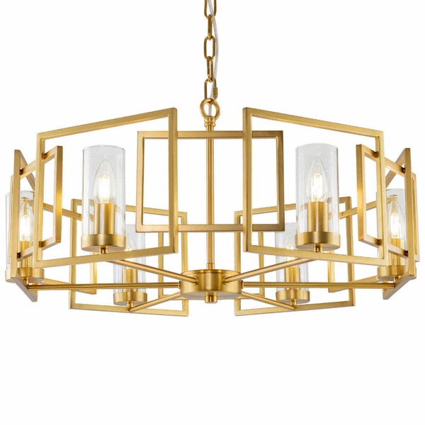 Lampa wisząca metalowa oprawa zwis na łańcuchu złoty BOWI OUTLET