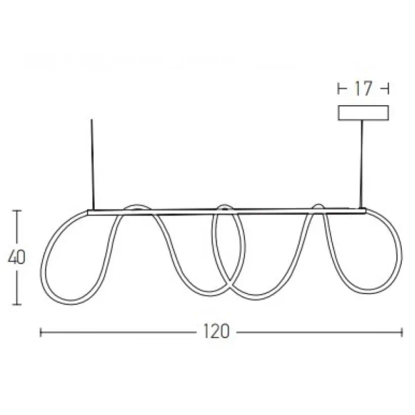 Designerska wisząca lampa 19254 LED 28W 3000K wężyk biały złoty