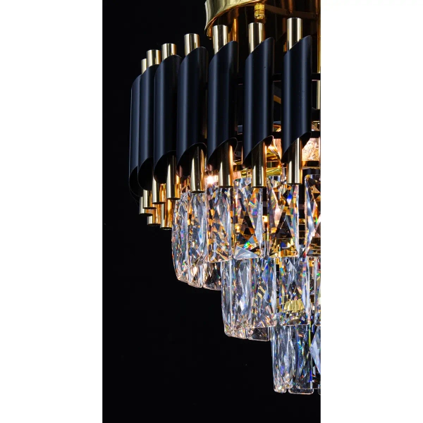 Salonowy plafon nad stół Toledo 6260/4B TR BL kryształowy złoty czarny