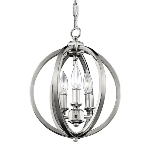 LAMPA wisząca Corinne FE-CORINNE-3P-S Elstead FEISS świecznikowa OPRAWA pałacowy ZWIS na łańcuchu metalowa klatka nikiel