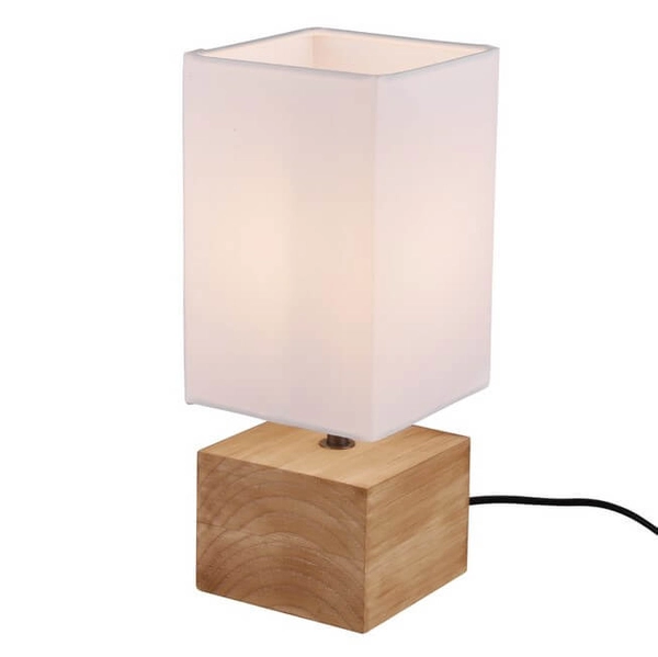 Nocna lampka Woody R50171030 RL Light kostka eko japandi drewniana biała