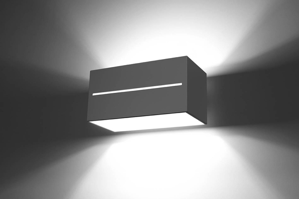 Kinkiet LAMPA przyścienna SL.0529 prostokątna OPRAWA kostka metalowa szara