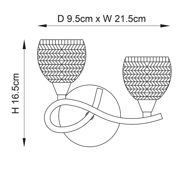 Podwójna lampa ścienna Boyer BOYER-2WBAB-L szklana mosiądz przezroczysty