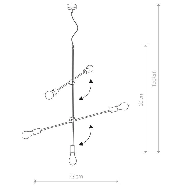 LAMPA wisząca STICKS 9076 Nowodvorski industrialna OPRAWA metalowa na żarówki molekuły loft złote