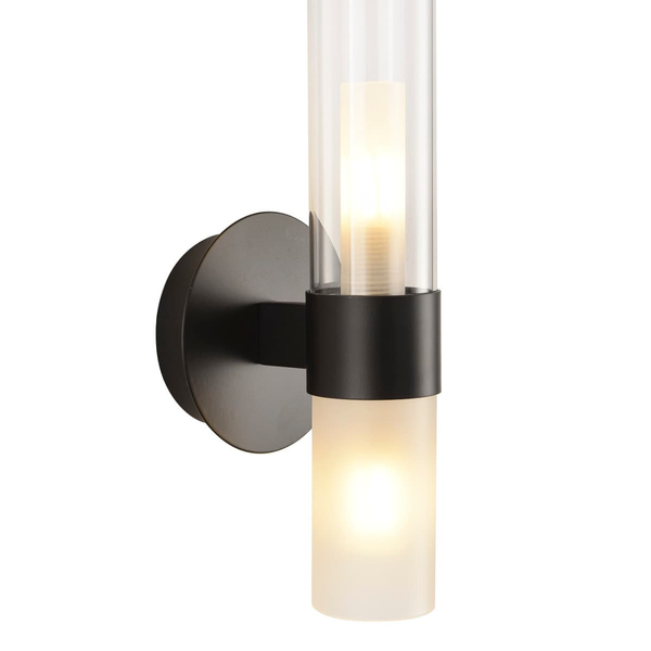 Elegancki kinkiet Candela DN1505-1 black Step tuba mleczne szkło