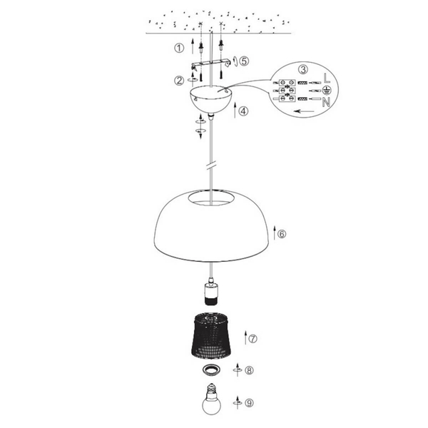Zwieszana lampa Punch R30811932 RL Light kopuła do salonu czarna