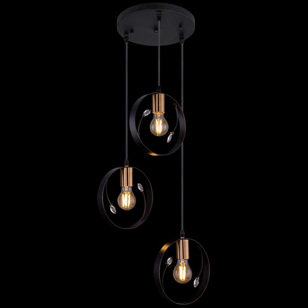 LAMPA wisząca VIGO 15346-3 Globo metalowa OPRAWA zwis kryształy transparentne czarne