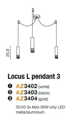 Wisząca lampa loft Locus tuby nad łóżko do sypialni białe