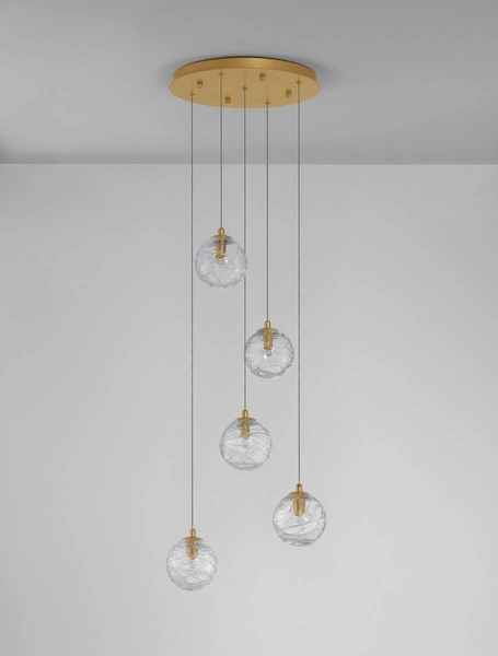 Salonowa lampa wisząca CABRAL LE42903 balls crystal złota