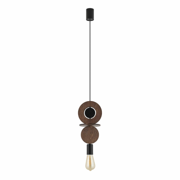 Zwisająca lampa nad stół Drops 11175 okręgi drewniana czarna