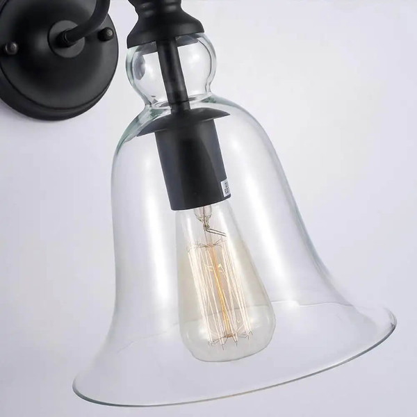 Loftowa lampa ścienna Paris szklana do przedpokoju czarna