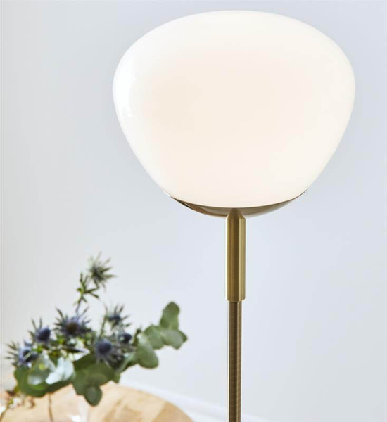 Podłogowa lampa salonowa Rise do salonu metalowa biała złota