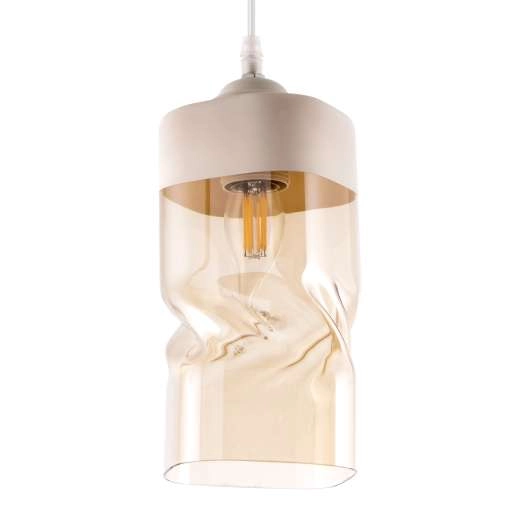 Skandynawska lampa wisząca VEN N3738/1H WH szklany bursztynowy biały