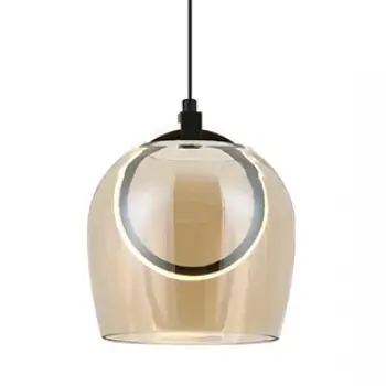 Szklana wisząca lampa 23079 LED 6W 3000K bursztynowa czarny