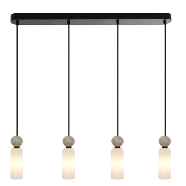 Liniowa lampa wisząca Santos PND-95331-4-BK nad wyspę szara biała czarna