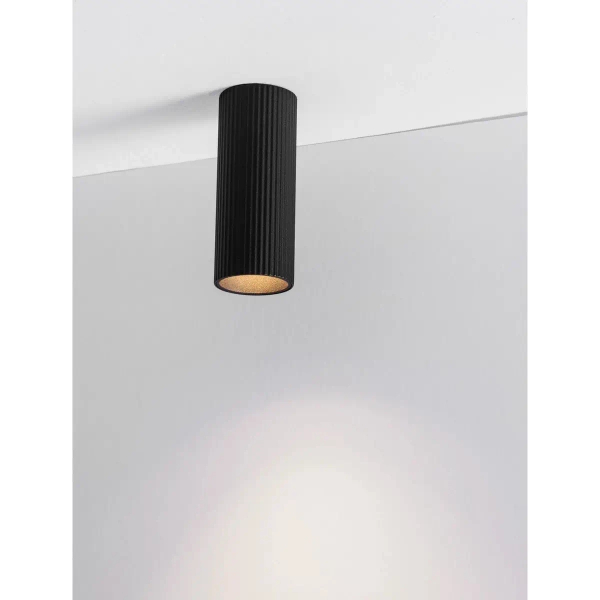 Sufitowa lampa ryflowana SELMORA czarna LE45637 1xGU10 tuba downlight