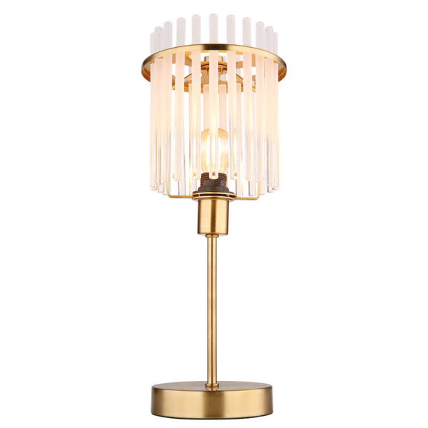 Stołowa lampka glamour GORLEY 15698TM szklana na komodę złota