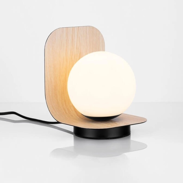 Lampka na biurko HERAS LE44296 bubble ball drewniana czarna