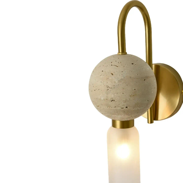 Modernistyczna naścienna lampa Bilo WL0111 tuba biała mosiądz