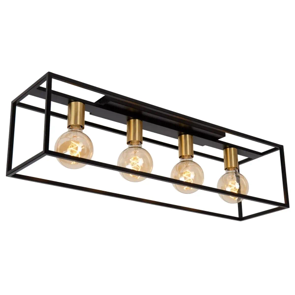 Metalowa lampa przysufitowa RUBEN 00124/04/30 Lucide czarny złoty