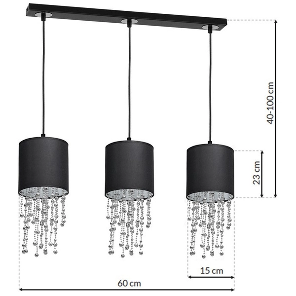 LAMPA wisząca ALMERIA MLP64300 Milagro abażurowa OPRAWA crystal glamour zwis czarny chrom