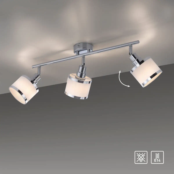 Potrójna lampa sufitowa ACCOR chrom biała reflektory regulowane do jadalni 15373-17