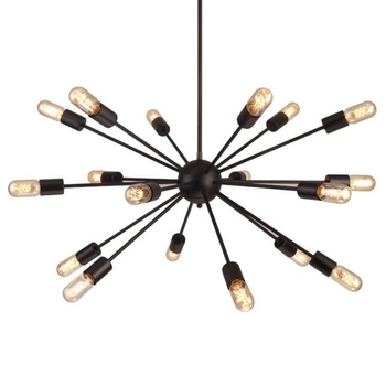 Lampa wisząca Retro LWS-18XE27 Abigali industrialna do salonu czarna