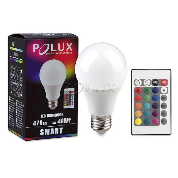 Żarówka RGB 306838 Polux LED 8,5W 2700K A60 klasyczna 806lm 230V biała ciepła