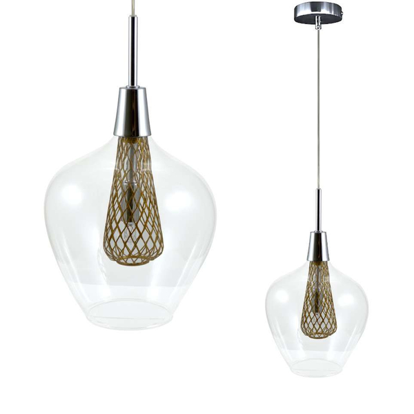 LAMPA wisząca DYSON 308054 Polux szklana OPRAWA skandynawska zwis przezroczysty chrom
