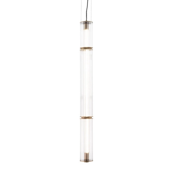 Ryflowana lampa zwisająca Merezi 2 5217 LED 30W 3000K szklany mosiądz patyna