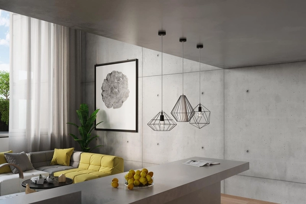 Druciana LAMPA wisząca SL.0294 industrialna OPRAWA zwis druciak metalowy czarny