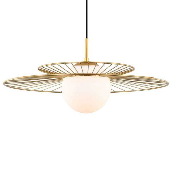 LAMPA wisząca SARAH MDM-4000/1 GD Italux druciana OPRAWA szklana kula ball ZWIS loft kapelusz złoty biały