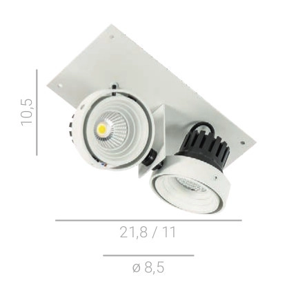 Reflektorowa LAMPA sufitowa PATRIZIO GL7118-2/2X12W 4000K WH+BL Italux podtynkowa OPRAWA metalowa LED 24W wpust regulowany biały