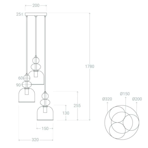 Sypialniana lampa wisząca Koloreno ABR-3KOLOK-F Abruzzo fioletowy zielony