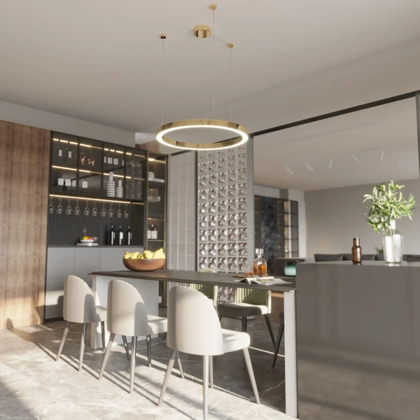 Wisząca lampa ring Aurum PL0116-90 Yaskr LED 38W 3000K okrąg złoty
